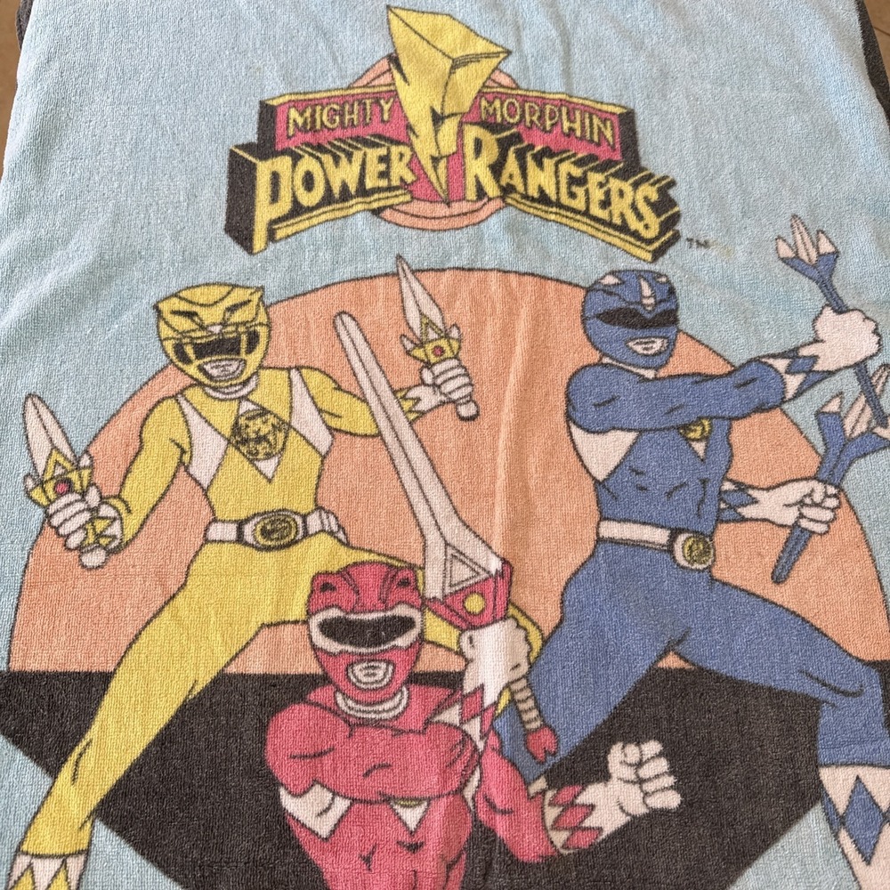 Vintage 1993 Mighty Morphin Power Rangers Beach Pool Bath Towel SABAN